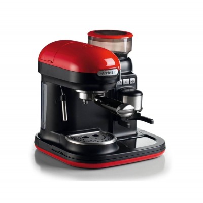 Ariete Espresso Moderna червена кафемашина с професионална кафемелачка