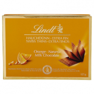 Lindt Extra Thin 125 гр. шоколадови блокчета с портокал