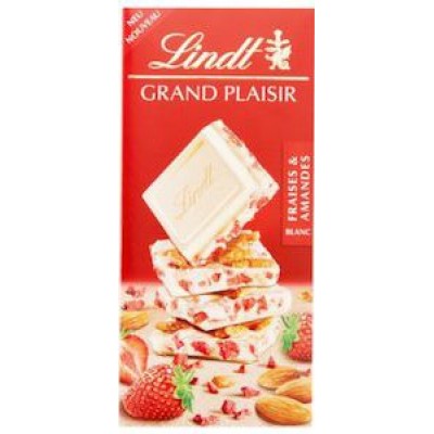 Lindt Grand Plaisir Бял шоколад с бадеми и ягоди 150г.