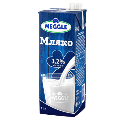 Meggle мляко УХТ 3.2% кутия 1л Meggle мляко УХТ 3.2% кутия 1л