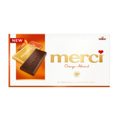 Merci черен шоколад с портокал и бадем 100 гр.