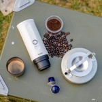Outin Nano бяла преносима портативна кафемашина за еспресо  