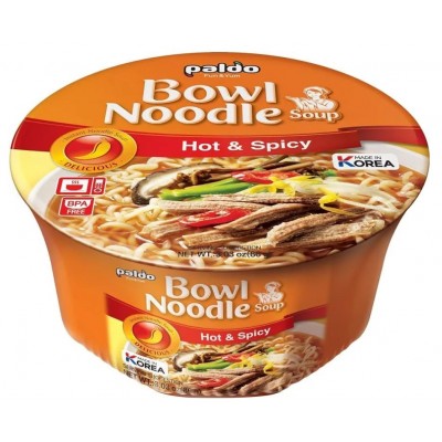 Paldo Bowl Noodle Soup Hot & Spicy инстант рамен с пикантен вкус 0.086 кг.