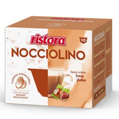 Ristora Nocciolino капучино с лешник DG капсули 10 бр. Ristora Nocciolino капучино с лешник DG капсули 10 бр.