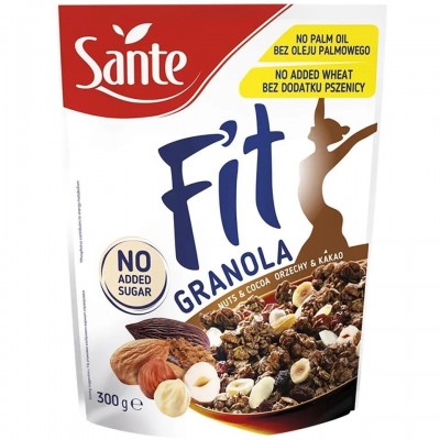 Sante Granola Fit мюсли с ядки и какао 0.300 кг.